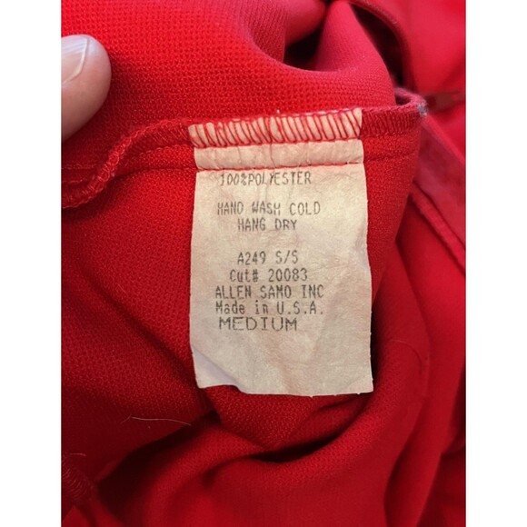 Allen Samo Pants Womens Medium Red High Waist Tapered Leg Slit Hem Zip USA - Picture 9 of 9